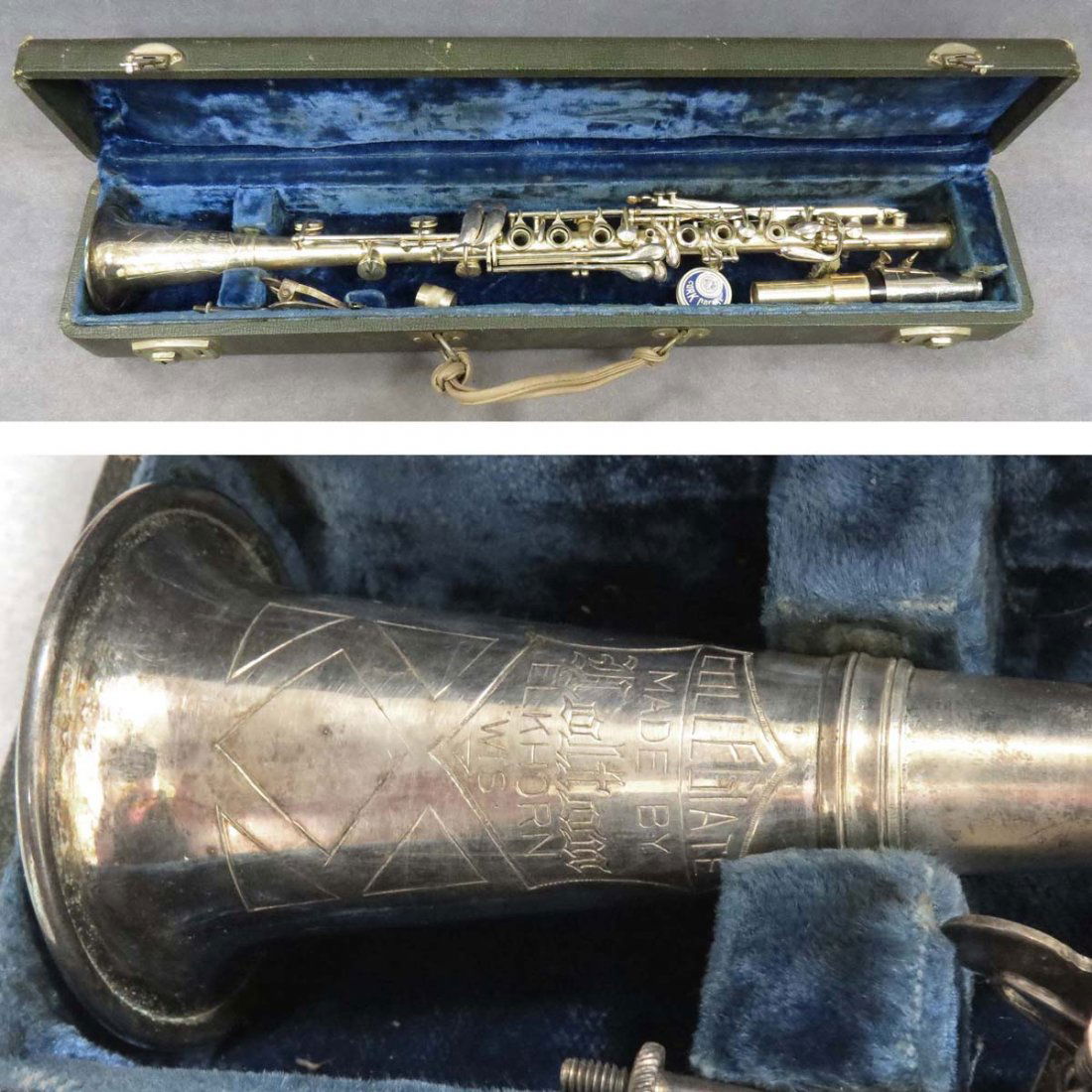 VINTAGE HOLTON ELKHORN, SILVER PLATED CLARINET: VINTAGE HOLTON ELKHORN, SILVER PLATED CLARINET WITH CASE