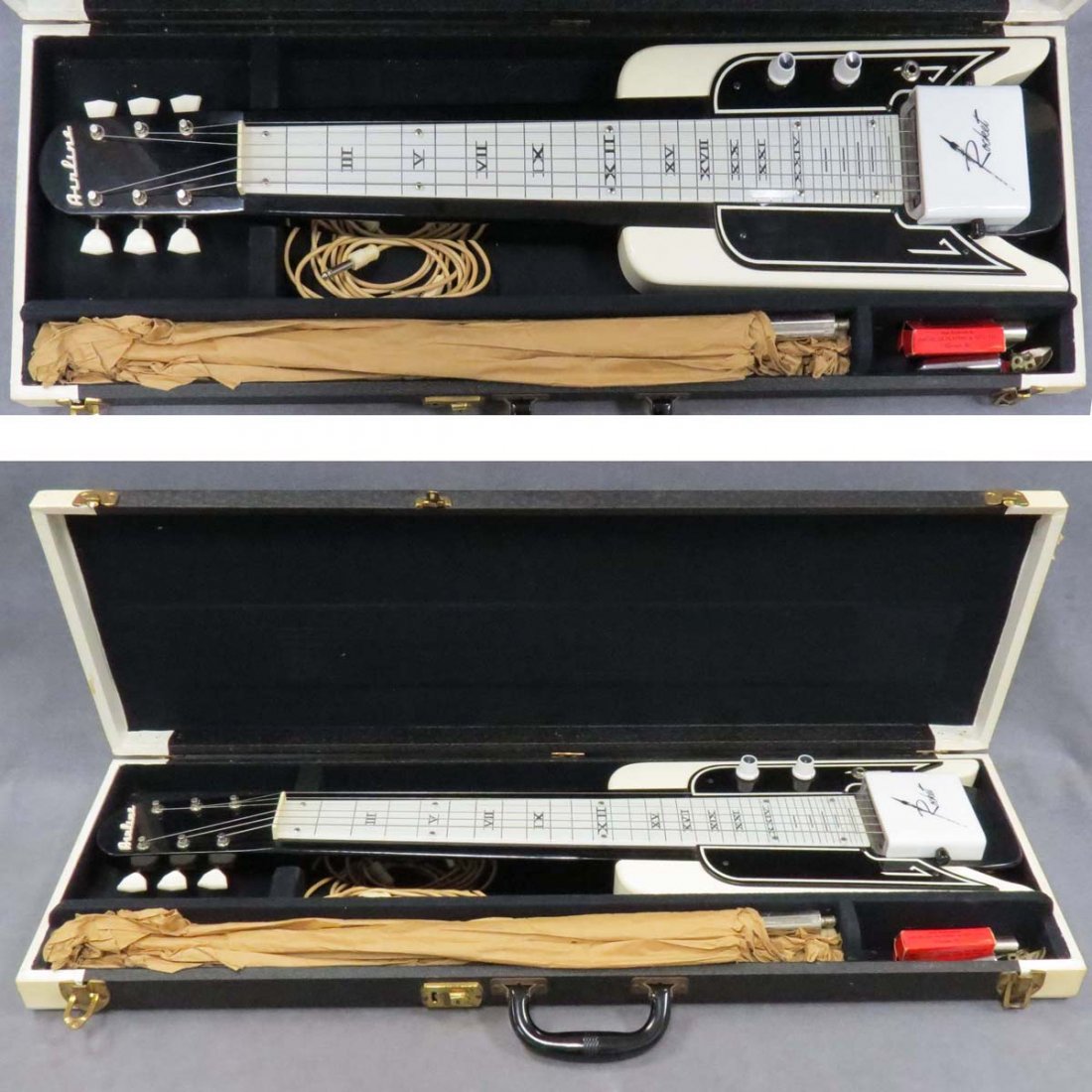 VINTAGE AIRLINE ROCKET LAP STEEL GUITAR WITH LEGS: VINTAGE AIRLINE ROCKET LAP STEEL GUITAR WITH LEGS AND CASE