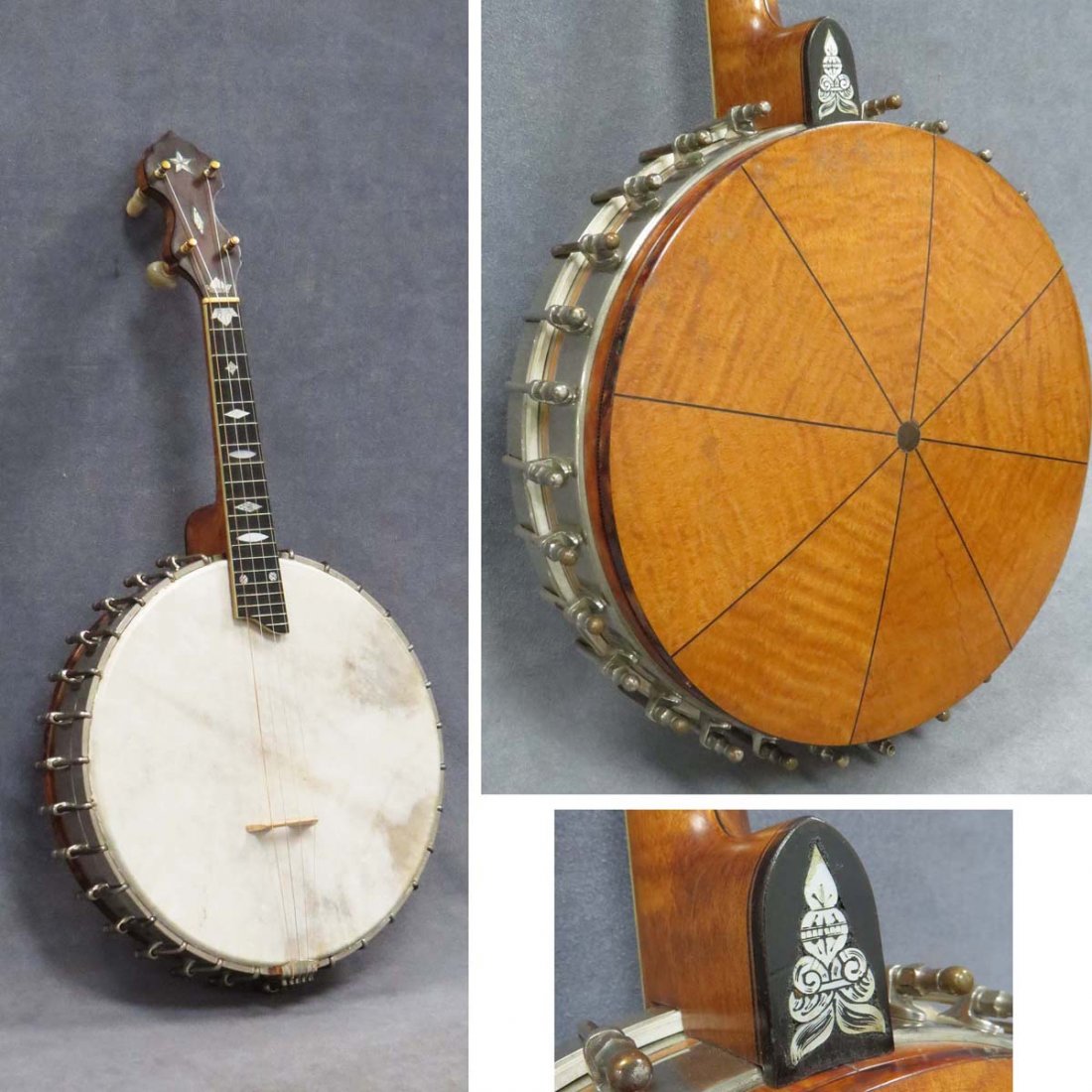 FINE VINTAGE FAIRBANKS VEGA INLAID TENOR BANJO: FINE VINTAGE FAIRBANKS VEGA INLAID TENOR TU-BA-PHONE BANJO, #35725 WITH CASE