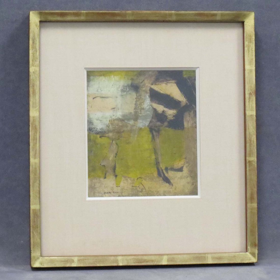 FRANK ROTH (AMERICAN/NY 1936-), OIL ON PAPER: FRANK ROTH (AMERICAN/NY 1936-), OIL ON PAPER LAID ON BOARD, UNTITLED ABSTRACT, SIGNED. SIGHT 8 1/4 X 7 1/4"; FRAMED AND GLAZED-16 3/4 X 15" PROVENANCE: GRACE BORGENICHT GALLERY, 1018 MADISON AVE, NYC