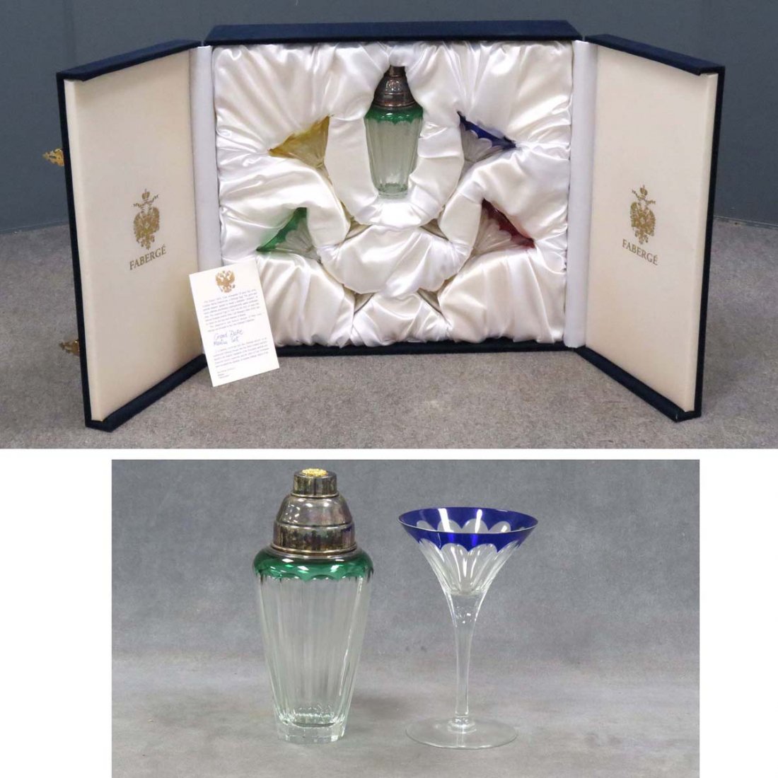 FABERGE CUT CRYSTAL GRANDE DUKE MARTINI SET: FABERGE CUT CRYSTAL GRANDE DUKE MARTINI SET (CASED)
