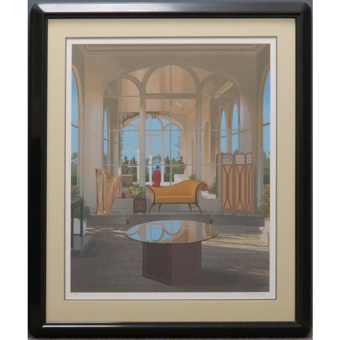 FREDERICK PHILLIPS (BRITISH 1953-), SERIGRAPH: FREDERICK PHILLIPS (BRITISH 1953-), SERIGRAPH, "LOOKING GLASS", SIGNED #25/50. SIGHT 35 1/2 X 28"; FRAMED AND GLAZED-46 X 38"