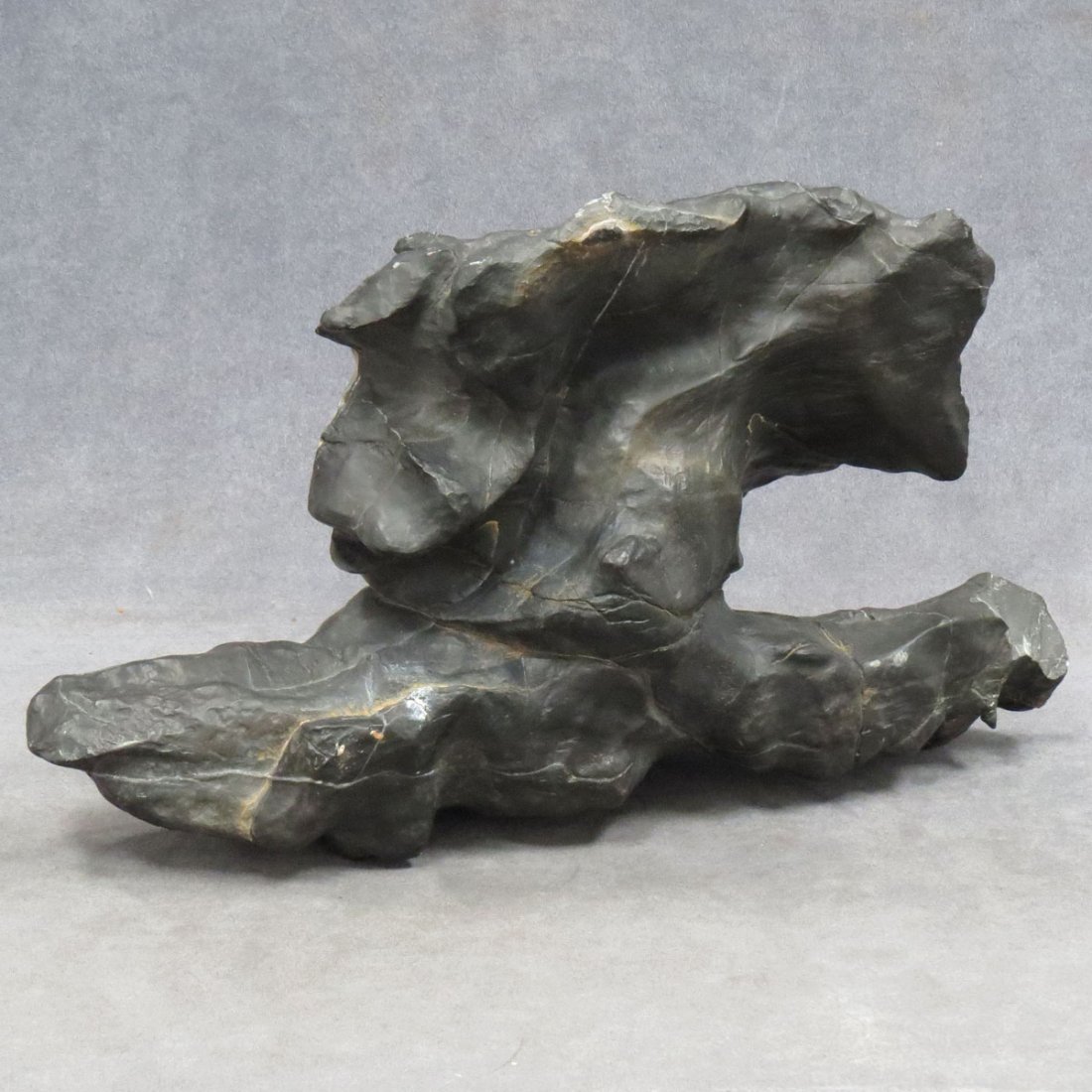 CHINESE NATURAL LINGBI STONE SCHOLARS STONE: CHINESE NATURAL LINGBI STONE SCHOLARS STONE. HEIGHT 9"; LENGTH 14 1/2"