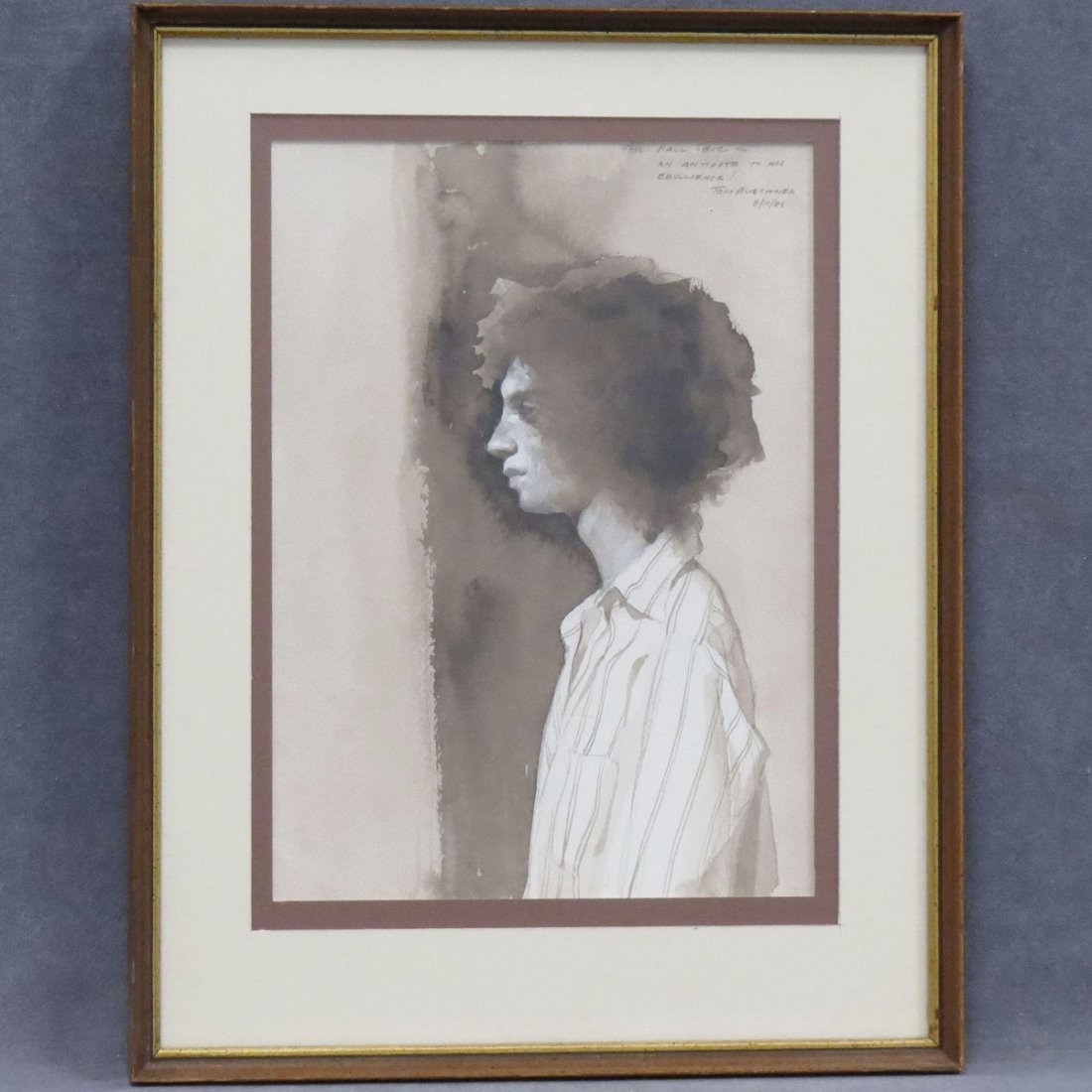 TOM BEUCHNER (AMERICAN 1926-2010), INK: TOM BEUCHNER (AMERICAN 1926-2010), INK, WASH AND GOUACHE, YOUNG MAN, SIGNED AND INSCRIBED 8/11/81. FRAMED AND GLAZED-16 1/2 X 13"
