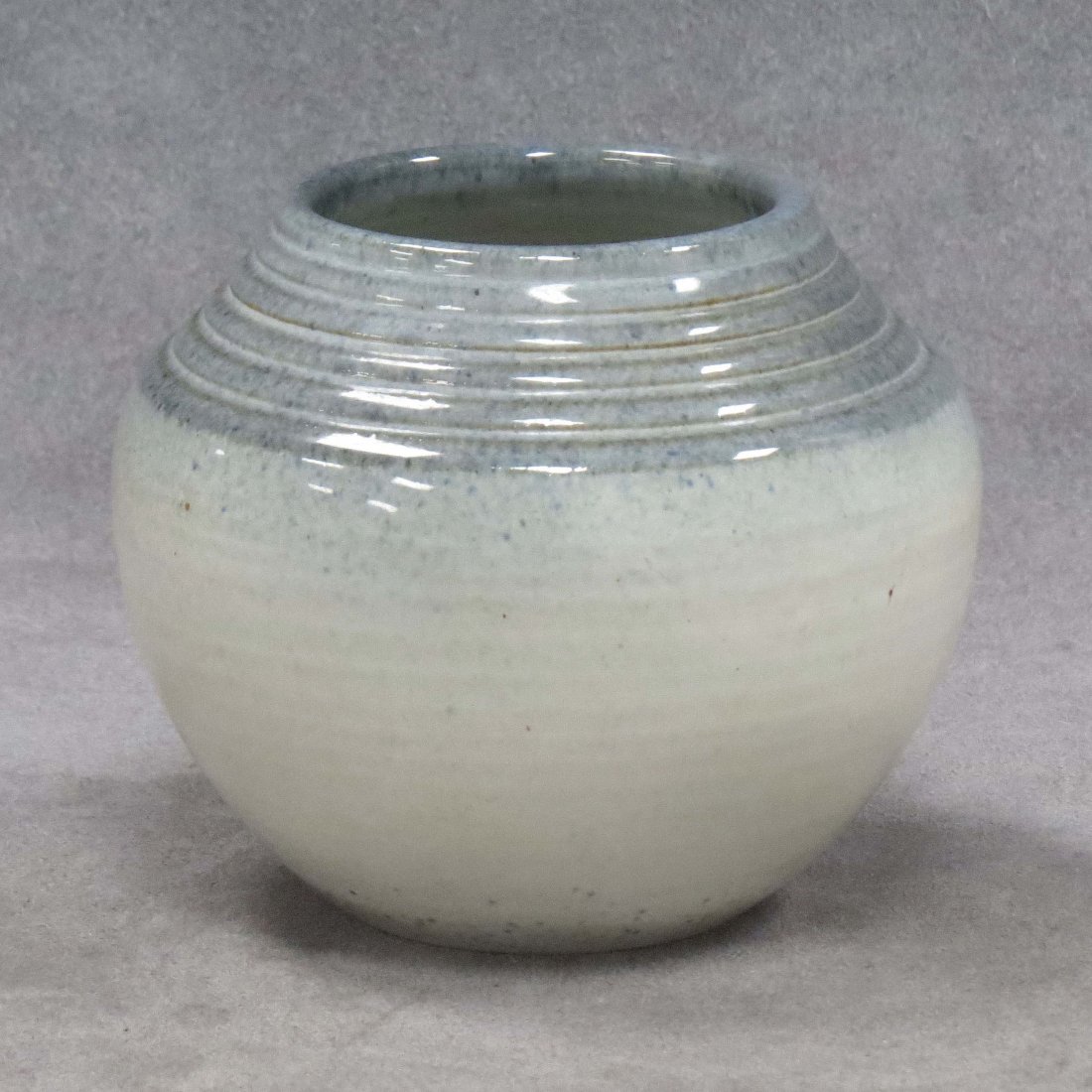 NEWCOMB ART POTTERY HIGH GLOSS RAIN WARE VASE: NEWCOMB ART POTTERY HIGH GLOSS RAIN WARE VASE, ARTIST SIGNED EVANGELINE MAGRUDER FOLSE. HEIGHT 4"