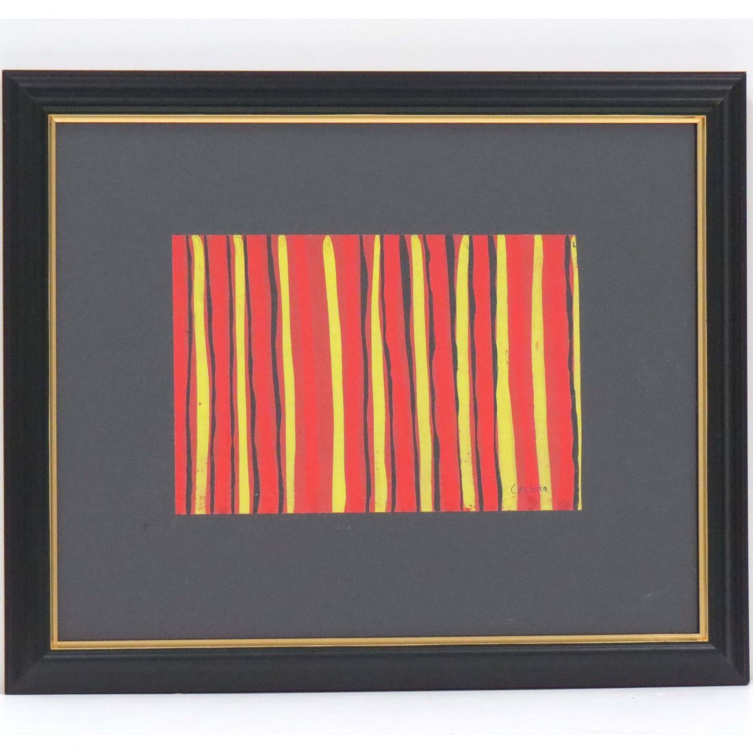 ANTONIO CORPORA (ITALIAN 1909-2004), GOUACHE: ANTONIO CORPORA (ITALIAN 1909-2004), GOUACHE, UNTITLED COLORED LINES, SIGNED CORPORA. SHEET 5 1/2 X 8 1/8"; FRAMED AND GLAZED 15 X 12"