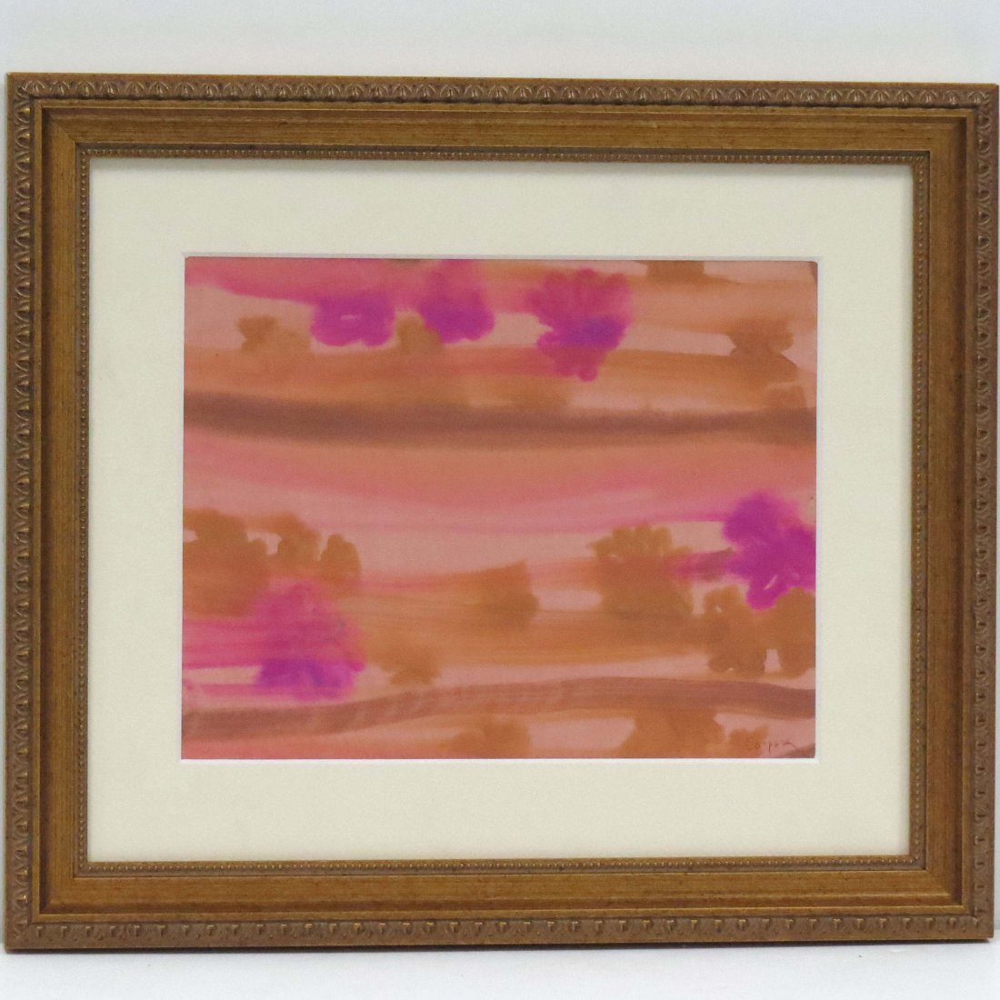 ATTRIBUTED TO ANTONIO CORPORA (ITALIAN 1909-2004): ATTRIBUTED TO ANTONIO CORPORA (ITALIAN 1909-2004), WATERCOLOR, UNTITLED, SIGNED. SIGHT 7 1/2 X 9 1/2"; FRAMED AND GLAZED-13 X 15"