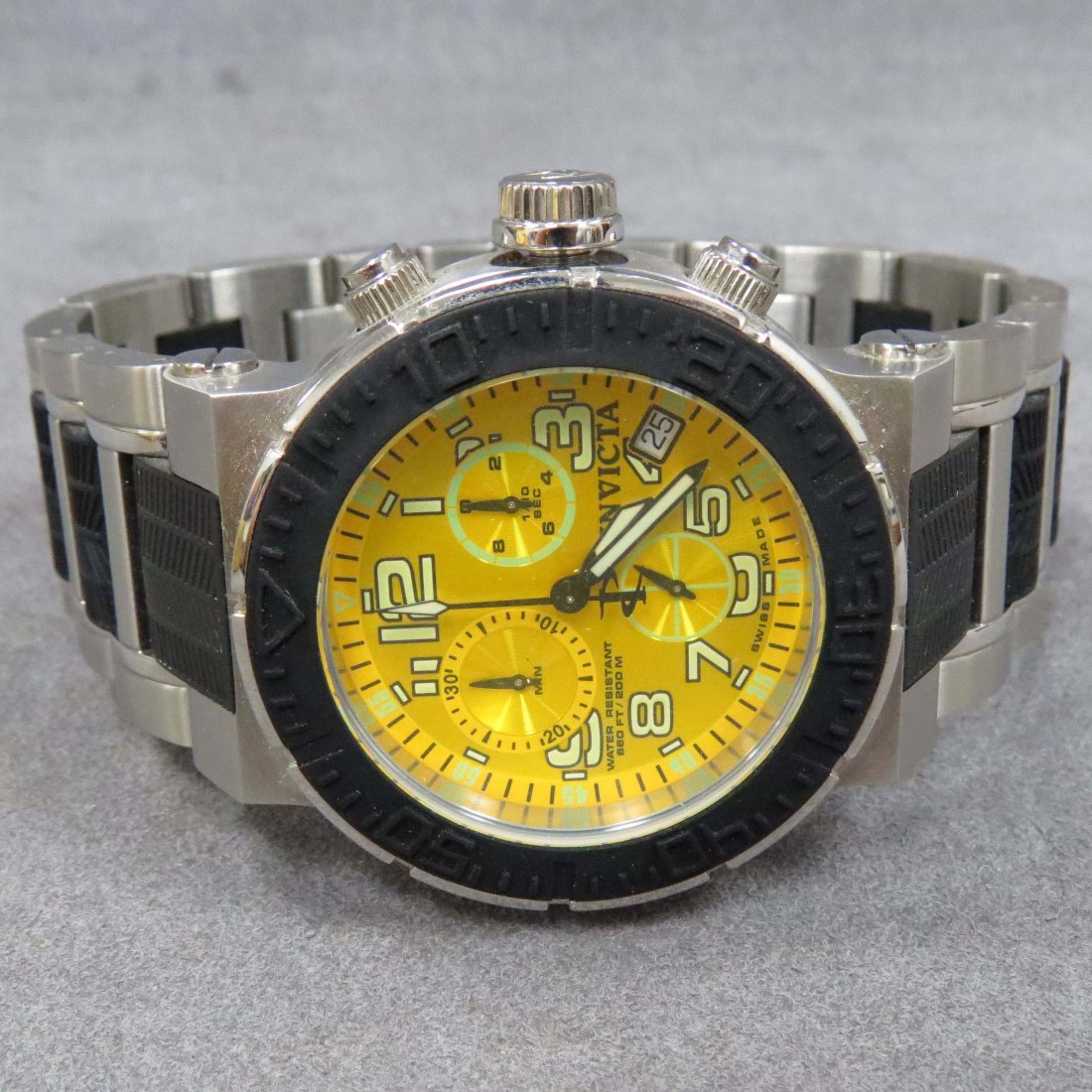 INVICTA RESERVE STAINLESS SEA REEF WRISTWATCH: INVICTA RESERVE STAINLESS SEA REEF MODEL 6140 SWISS QUARTZ CHRONOGRAPH WRISTWATCH. 46MM (WITH BOX)