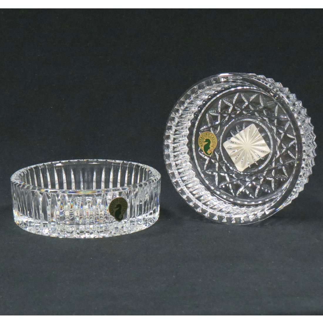 LOT (2) WATERFORD CUT CRYSTAL WINE COASTERS: LOT (2) WATERFORD CUT CRYSTAL WINE COASTERS (NEW IN BOXES)