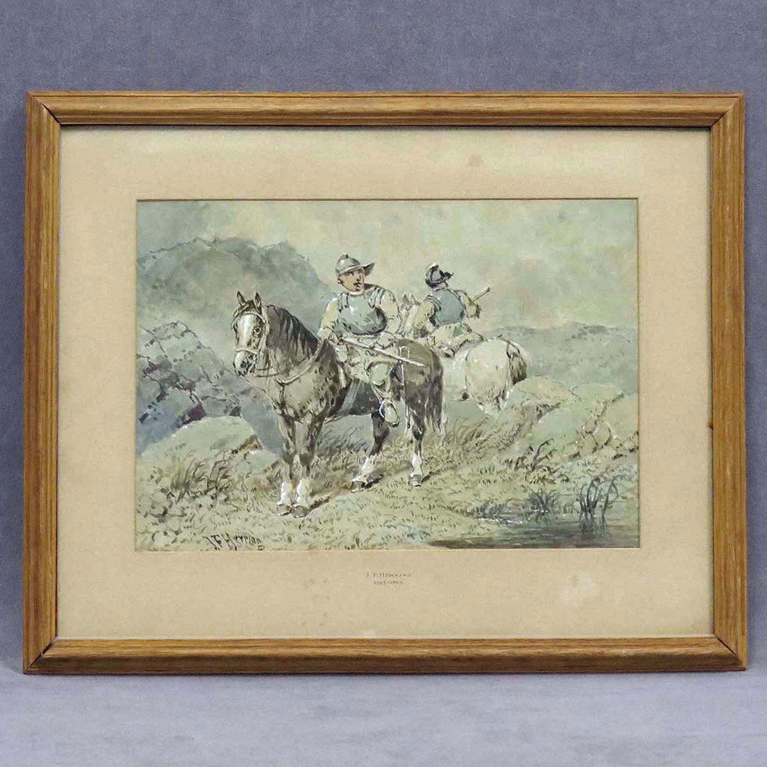 JOHN FREDERICK HERRING SR. (BRITISH 1795-1865): JOHN FREDERICK HERRING SR. (BRITISH 1795-1865), WATERCOLOR AND GOUACHE, "ROUND HEADS AT AN OUTPOST", SIGNED. SHEET 8 3/8 X 12 1/4"; FRAMED AND GLAZED-13 1/2 X 17" PROVENANCE: WALKER GALLERY, WILLIAM B