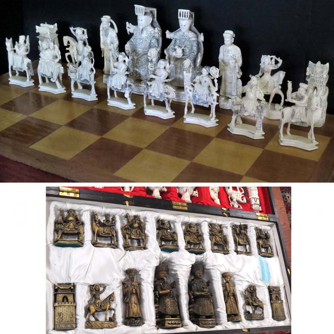 CHINESE CARVED IVORY OVER SIZED CHESS SET: CHINESE CARVED IVORY OVER SIZED CHESS SET. DEC #16-123 **CANNOT EXPORT**