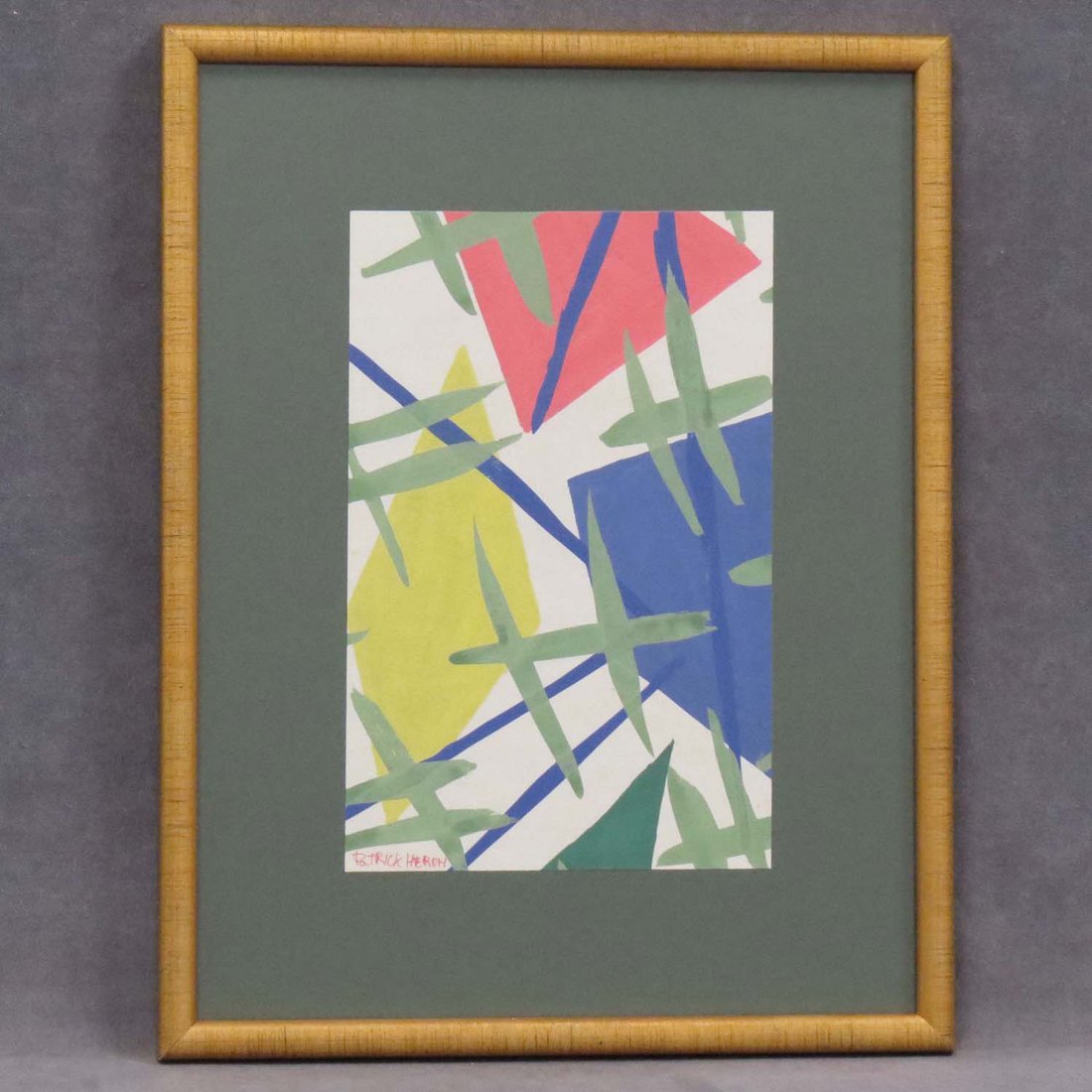 ATTRIBUTED TO PATRICK HERON (BRITISH 1920-1999): ATTRIBUTED TO PATRICK HERON (BRITISH 1920-1999), GOUACHE, UNTITLED, SIGNED. SHEET 11 X 7 1/4"; FRAMED AND GLAZED-17 X 13 3/8"