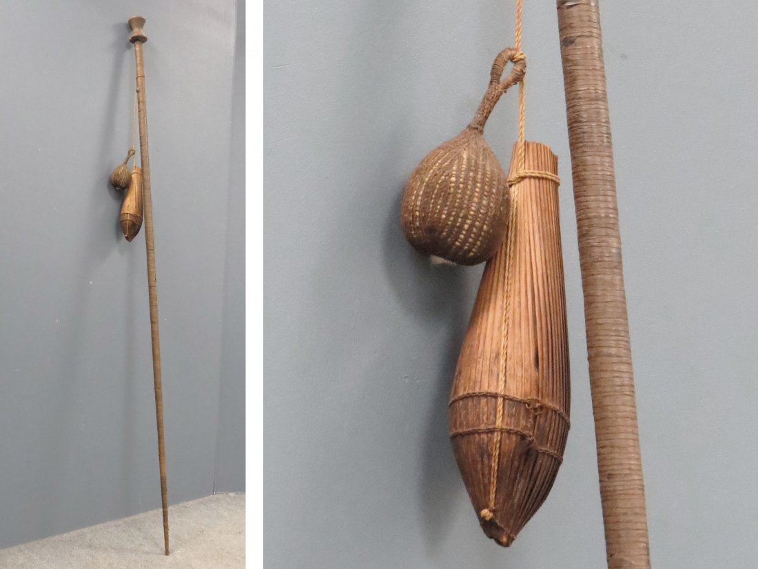 YAGUA, PERU/COLOUMBIA, PACUNA (BLOWGUN) WITH DARTS: YAGUA, PERU/COLOUMBIA, PACUNA (BLOWGUN) WITH DARTS. LENGTH 86"