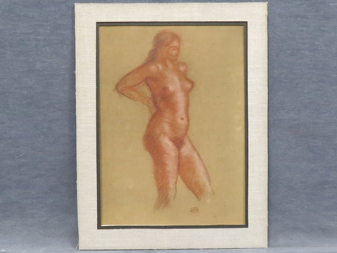 ARISTIDE MAILLOL (FRENCH 1861-1944), SANGUINE: ARISTIDE MAILLOL (FRENCH 1861-1944), SANGUINE LITHOGRAPH, NUDE STUDY, INITIALED (IN PLATE). IMAGE 14 X 10 1/2"