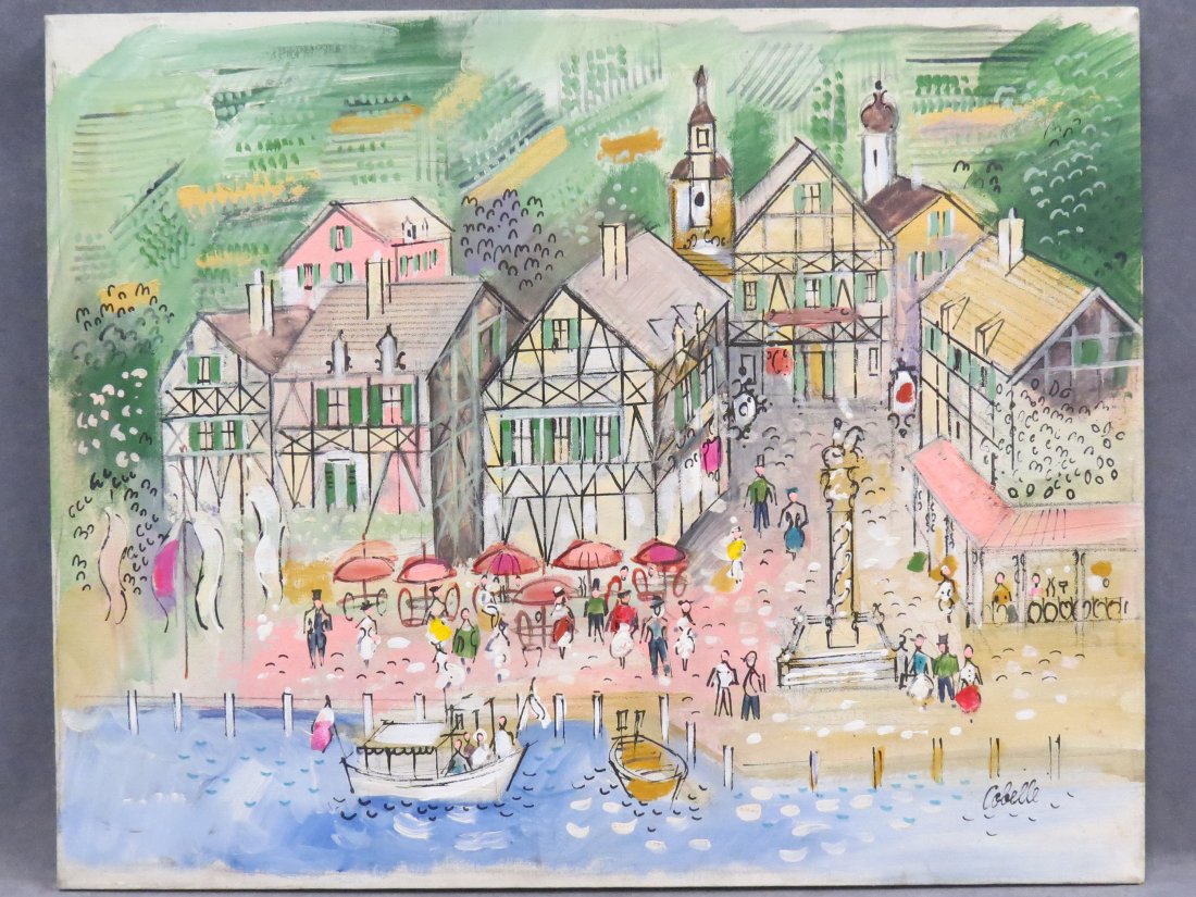CHARLES COBELLE (FRENCH 1902-1998), OIL ON CANVAS: CHARLES COBELLE (FRENCH 1902-1998), OIL ON CANVAS, HARBOR VIEW, SIGNED. 24 X 30"
