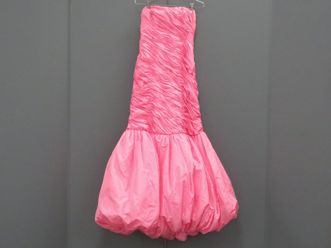 MURRAY ARBEID PINK SILK BUBBLE HEM GOWN, C.1980'S: MURRAY ARBEID PINK SILK BUBBLE HEM GOWN, C.1980'S. APPROXIMATE SIZE 6-8