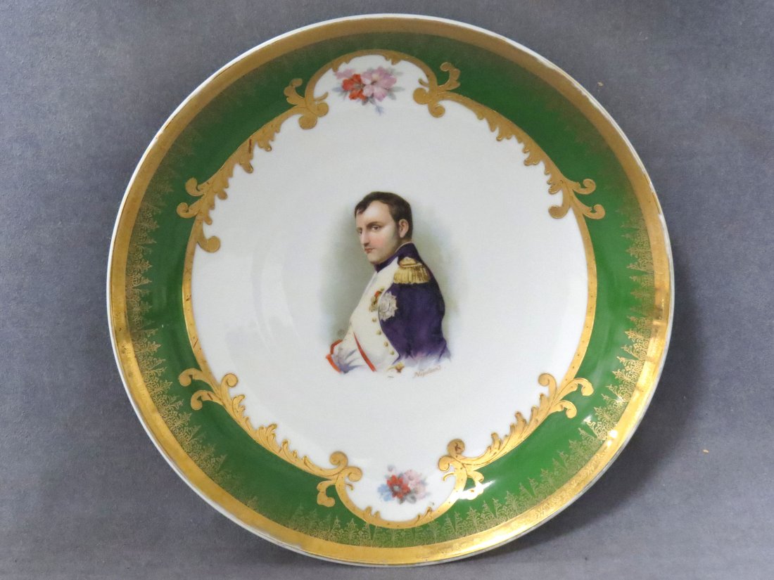 BAVARIAN DECORATED PORCELAIN NAPOLEON CHARGER: BAVARIAN DECORATED PORCELAIN NAPOLEON CHARGER, SIGNED. DIAMETER 11 3/4"