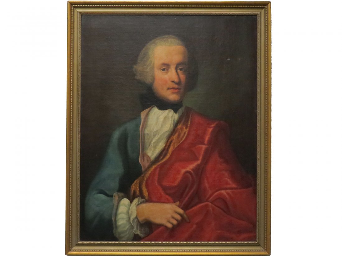 CIRCLE OF BENJAMIN WEST: CIRCLE OF BENJAMIN WEST (BRITISH/AMERICAN 1738-1820), OIL ON CANVAS, "PORTRAIT OF GEORGE WASHINGTON, 23 YEARS OF AGE, 1755", INSCRIBED LABEL VERSO. 34 1/2 X 26 1/2"; FRAMED 38 X 30 1/2"