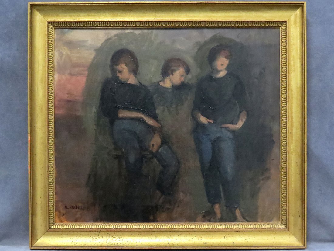AL HANDELL(AMERICAN/SANTA FE 20TH CENTURY), OIL: AL HANDELL(AMERICAN/SANTA FE 20TH CENTURY), OIL ON CANVAS, STUDIES OF A YOUNG GIRL, SIGNED. 24 X 28"; FRAMED 29 X 33"