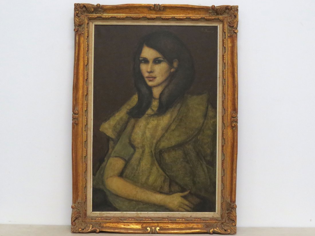 PHILIPPE HENRI NOYER (FRENCH 1917-1985), OIL: PHILIPPE HENRI NOYER (FRENCH 1917-1985), OIL ON CANVAS, PORTRAIT OF A YOUNG WOMAN, SIGNED 1969. 36 X 24"; FRAMED 44 X 31"