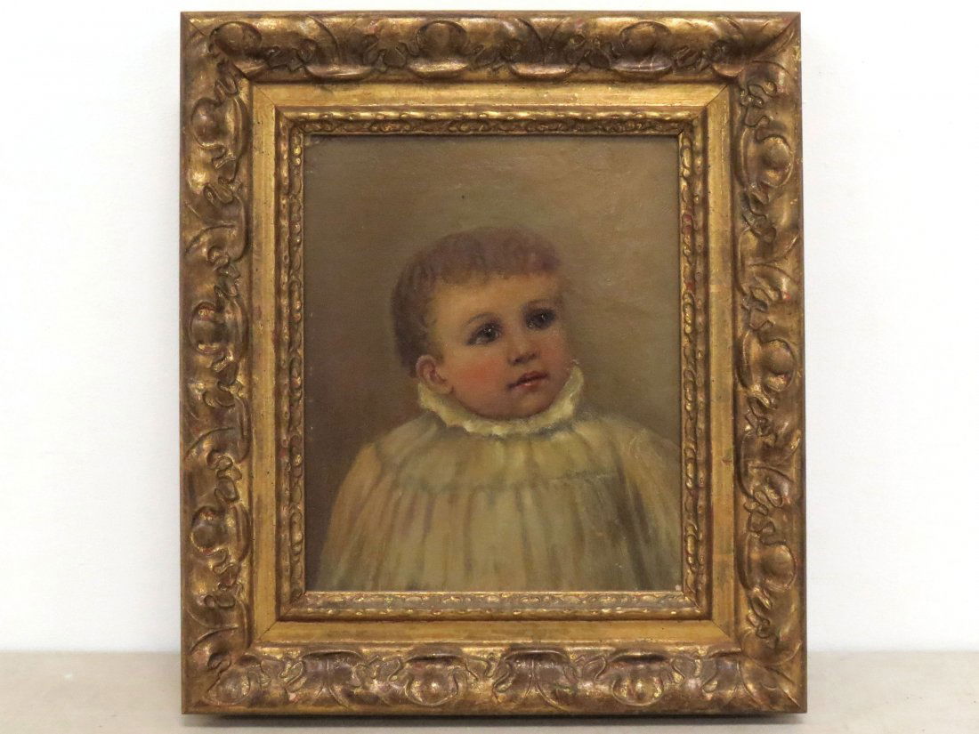 AMERICAN SCHOOL (19/20TH CENTURY), OIL: AMERICAN SCHOOL (19/20TH CENTURY), OIL ON CANVAS BOARD, PORTRAIT OF A CHILD, UNSIGNED. FRAMED 16 X 14"