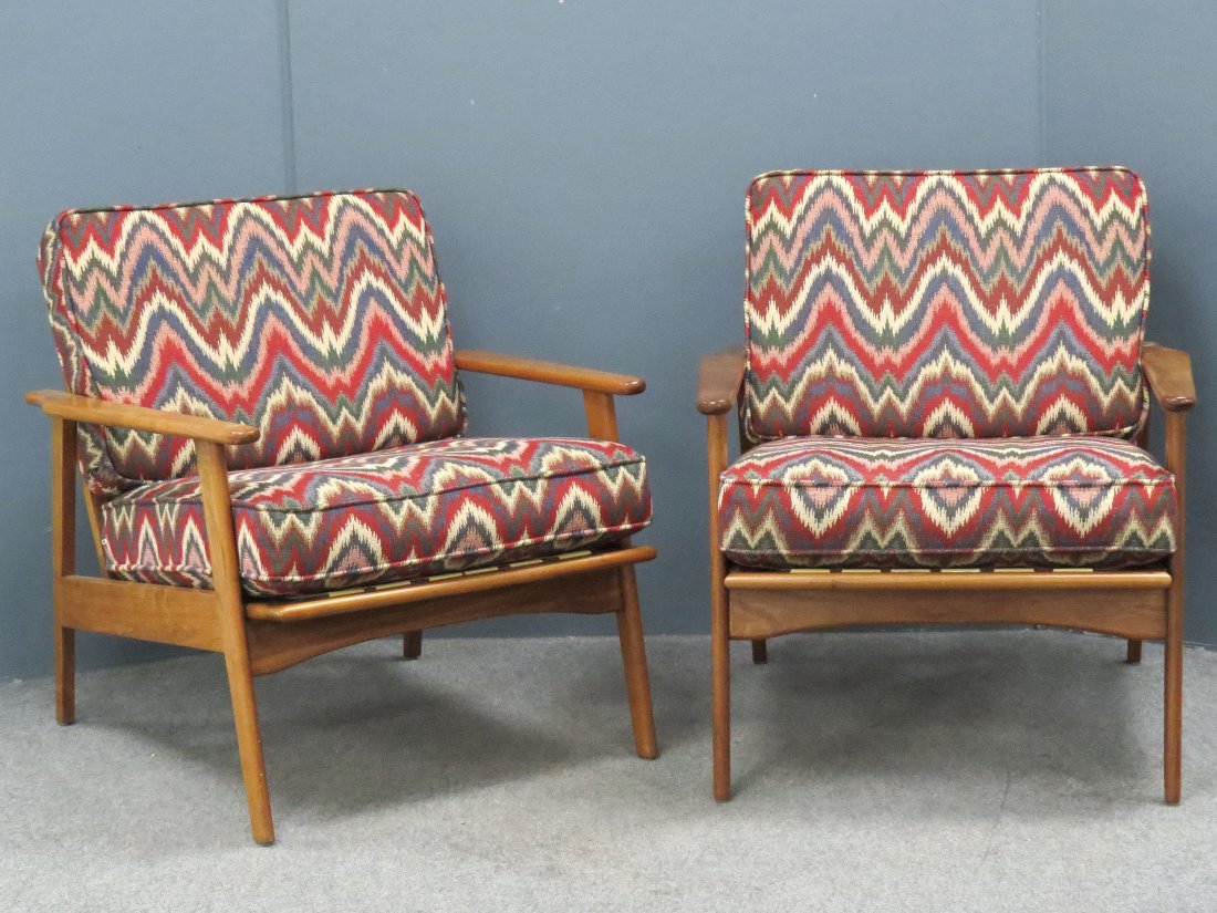 PAIR HANS WEGNER INSPIRED TEAK LOUNGE ARMCHAIRS: PAIR HANS WEGNER INSPIRED TEAK LOUNGE ARMCHAIRS, DENMARK C.1958