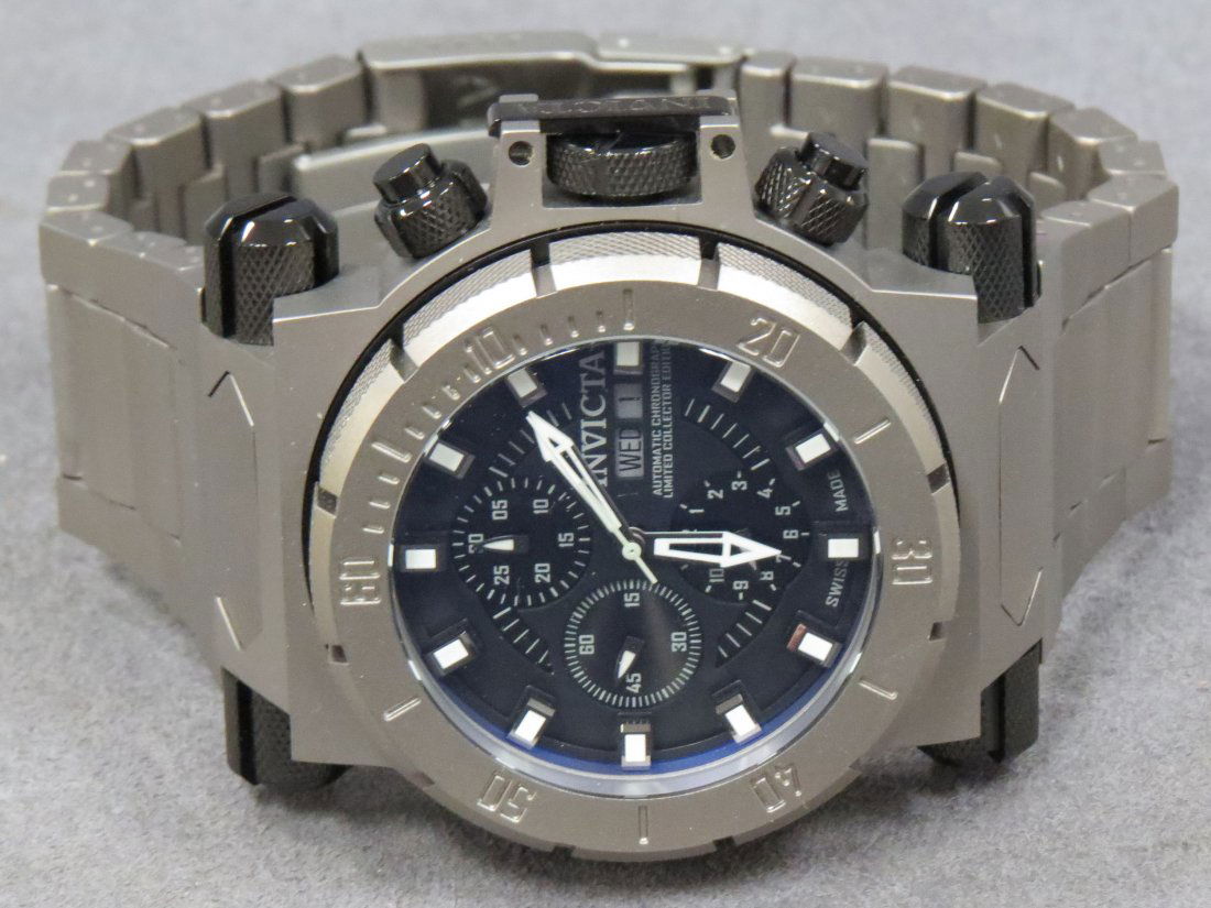 INVICTA TITANIUM COALITION FORCES WRISTWATCH: INVICTA TITANIUM COALITION FORCES 25-JEWEL LIMITED EDITION #41/1000, MODEL 0963 AUTOMATIC CHRONOGRAPH WRISTWATCH WITH BOX AND DIRECTIONS