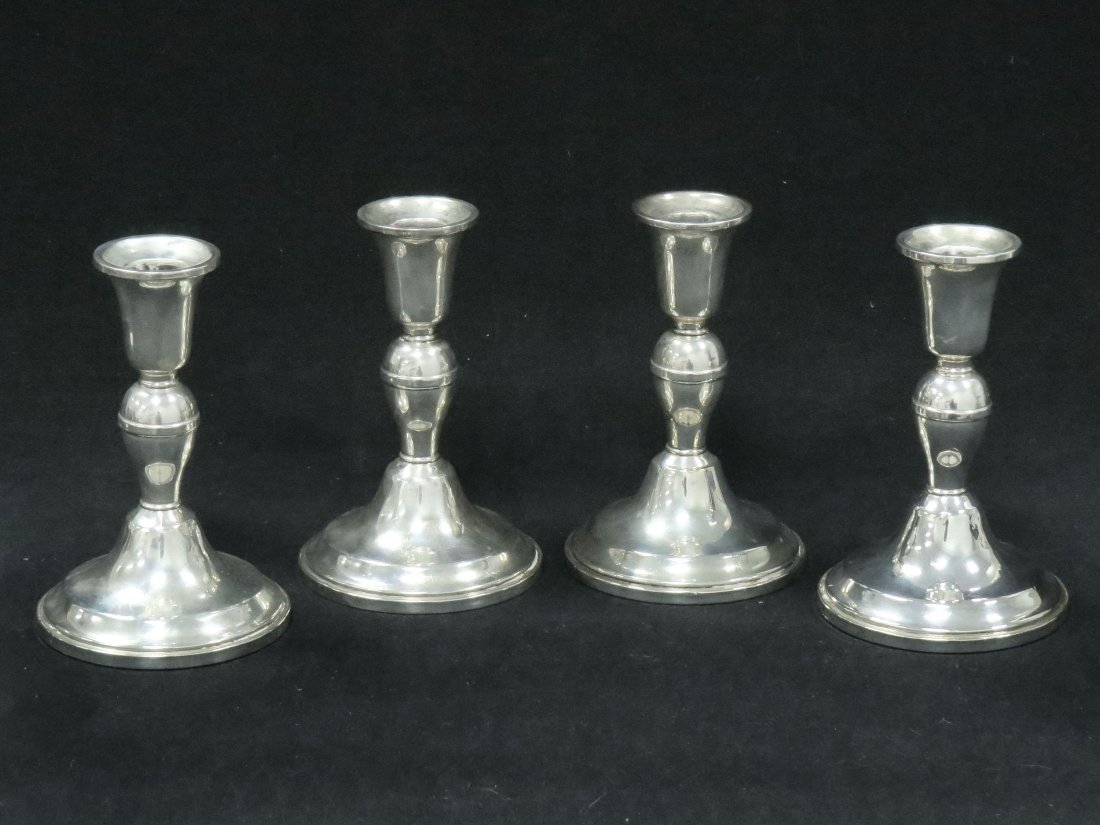 (2) PAIR WATSON WEIGHTED STERLING CANDLESTICKS: (2) PAIR WATSON WEIGHTED STERLING CANDLESTICKS, RETAILED: J.E. CALDWELL CO. HEIGHT 5 1/2"