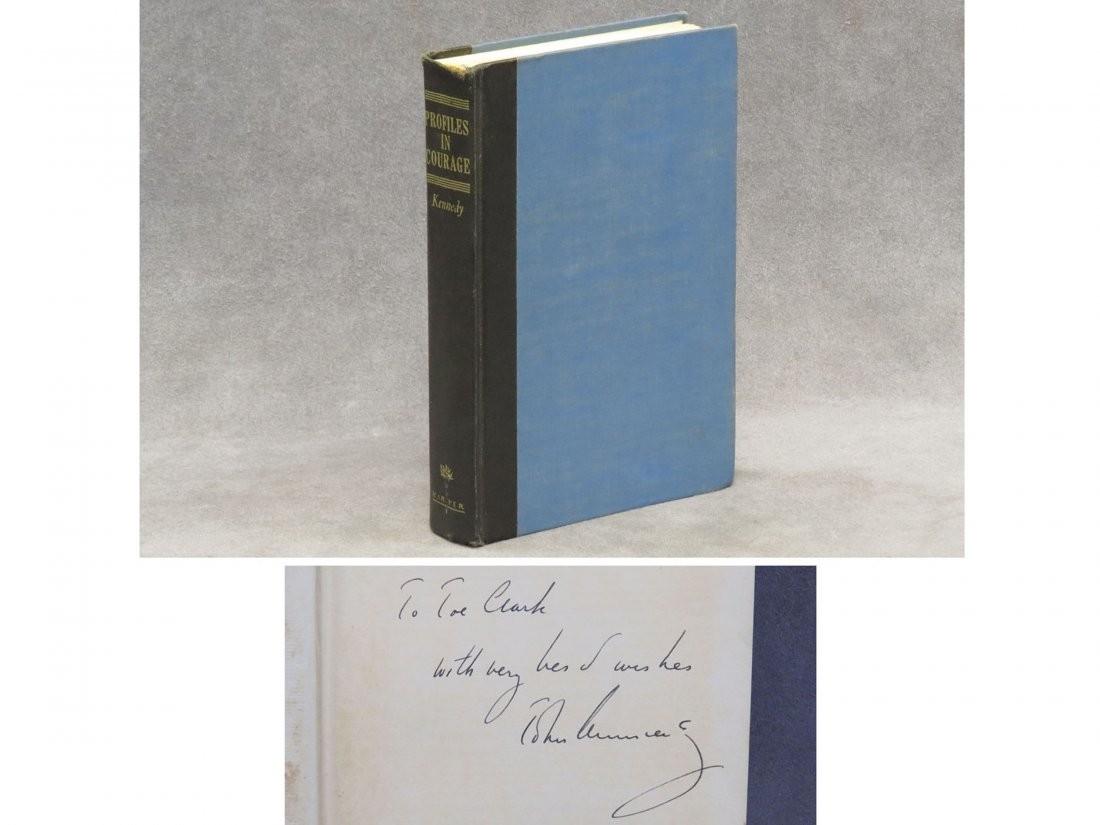 JOHN F. KENNEDY SIGNED AND INSCRIBED VOLUME: JOHN F. KENNEDY SIGNED AND INSCRIBED VOLUME, "PROFILES IN COVERAGE", INAUGURAL EDITION, 1961