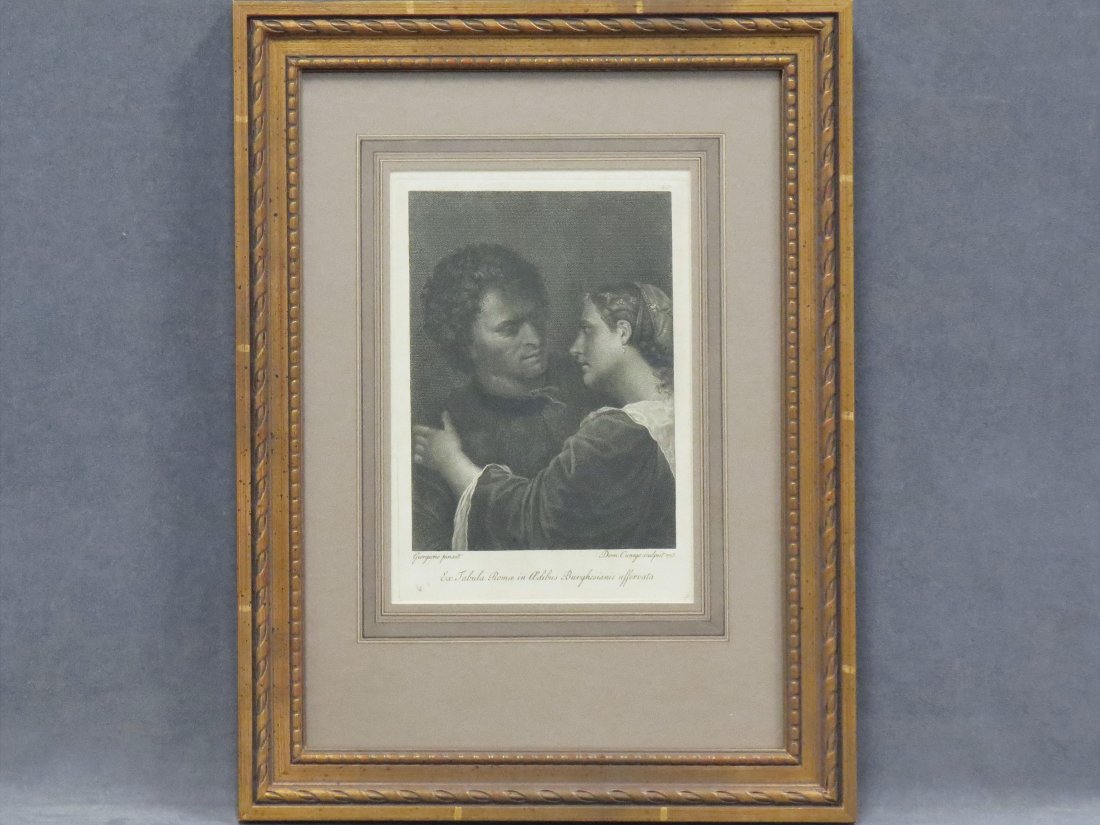 DOMENICO CUNEGO (ITALIAN 1727-1803), ENGRAVING: DOMENICO CUNEGO (ITALIAN 1727-1803), ENGRAVING AFTER GIORGINE FROM SCOLA ITALICA PICTURAE, GAVIN HAMILTON, 1773 (RICHTER 1937-258). FRAMED AND GLAZED-18 1/2 X 14 1/2"