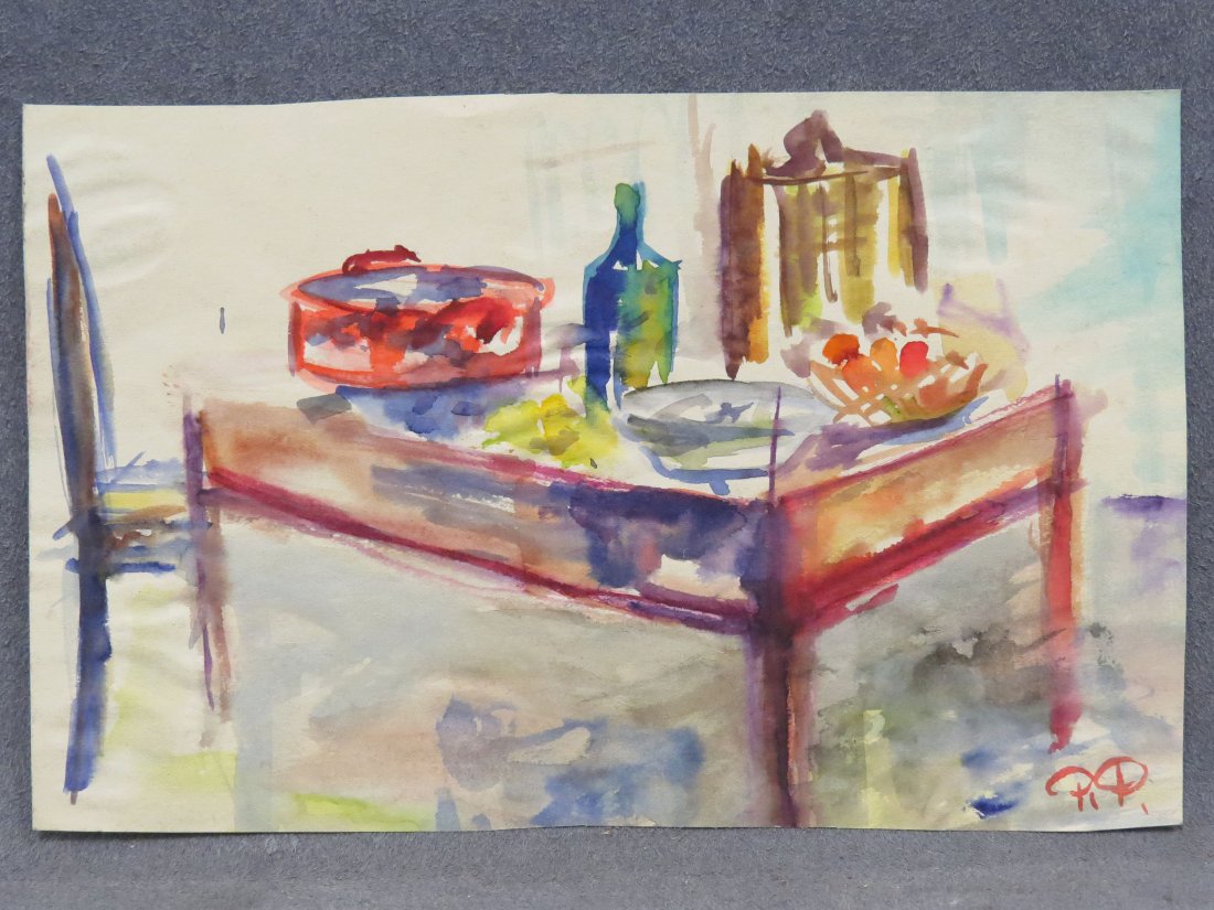 RUSSIAN SCHOOL (20TH CENTURY), WATERCOLOR: RUSSIAN SCHOOL (20TH CENTURY), AFTER ROBERT RAFAELOVICH FALK (RUSSIAN 1886-1958), WATERCOLOR AND GRAPHITE DOUBLE SIDED SKETCH, INITIALED (CYRILLIC). SHEET 5 1/4 X 8 3/8"