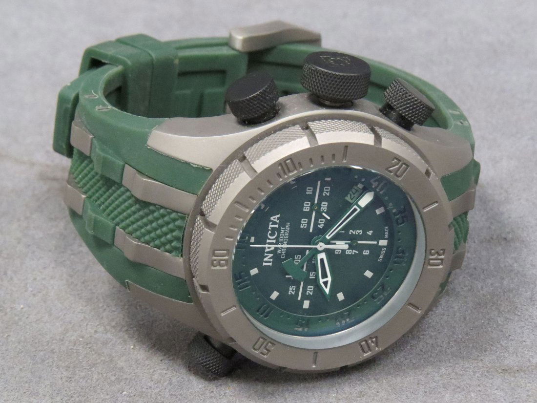 INVICTA TITANIUM/GREEN POLY, WRISTWATCH: INVICTA TITANIUM/GREEN POLY, COALITION FORCES QUARTZ CHRONOGRAPH WRISTWATCH (50MM)