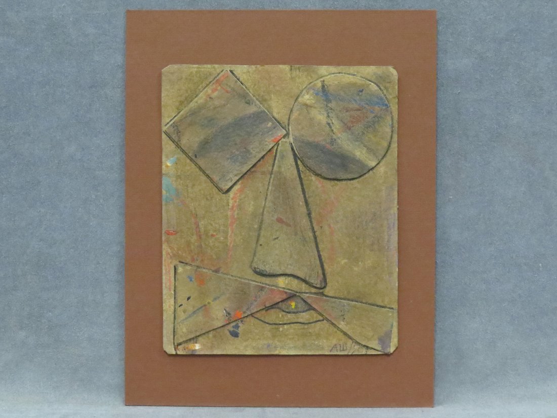 RUSSIAN SCHOOL, AFTER ALEXANDER SHEVCHENKO: RUSSIAN SCHOOL, AFTER ALEXANDER SHEVCHENKO (RUSIAN 1883-1948) COLLAGE WITH INK AND WATERCOLOR, UNTITLED, SIGNED (CYRILLIC) 1903. 10 X 8 1/4"