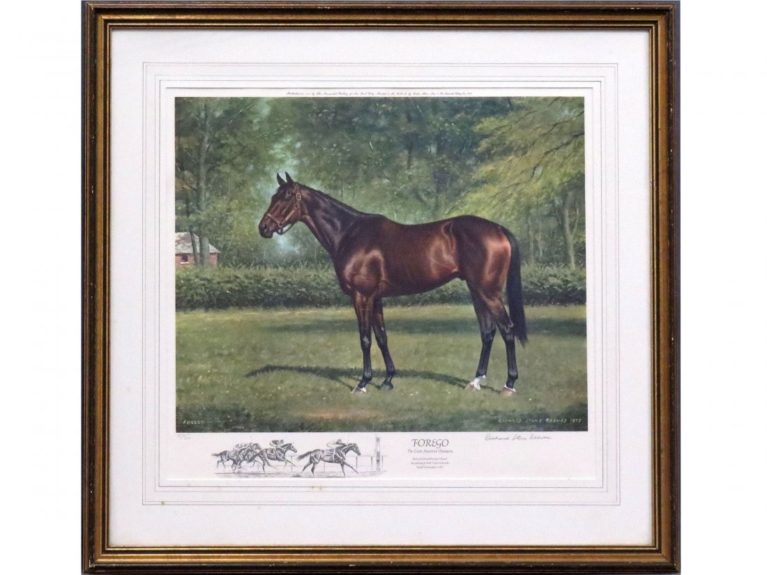 RICHARD STONE REEVES (ENGLISH 1919-), OFFSET LITHO: RICHARD STONE REEVES (ENGLISH 1919-), OFFSET LITHOGRAPH, "FOREGO", SIGNED #553/600 1978. SIGHT 21 X 24"; FRAMED AND GLAZED-31 X 33"