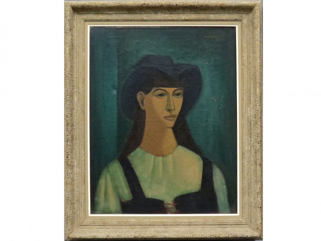 HENRY MARK (ENGLAND/AMERICAN 20TH CENTURY), OIL ON: HENRY MARK (ENGLAND/AMERICAN 20TH CENTURY), OIL ON CANVAS, YOUNG WOMAN, SIGNED. 28 X 22"; FRAMED 35 X 29"