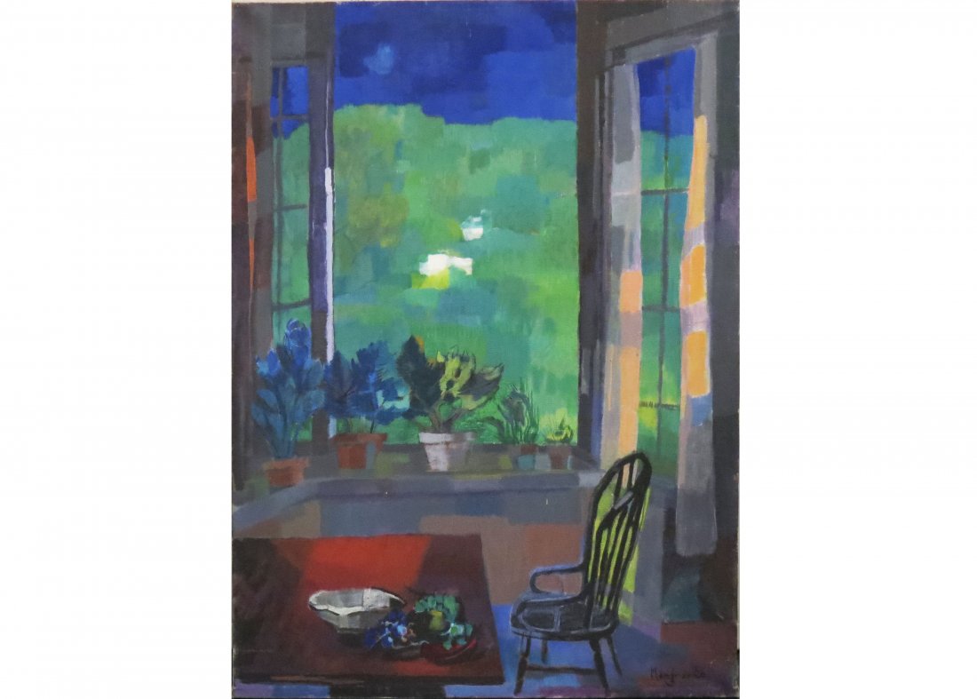 PEPPINO GINO MANGRAVITE (AMERICAN 1896-1978), OIL: PEPPINO GINO MANGRAVITE (AMERICAN 1896-1978), OIL ON CANVAS, "CHAIR BY OPEN WINDOW", SIGNED. 30 1/2 X 22" PROVENANCE: ESTATE OF THE ARTIST #136