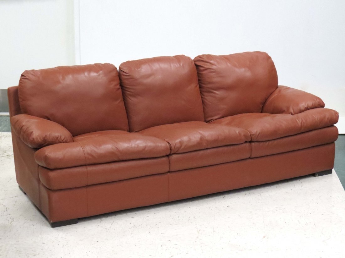 NATUZZI LEATHER SOFA: NATUZZI LEATHER SOFA. LENGTH 86"