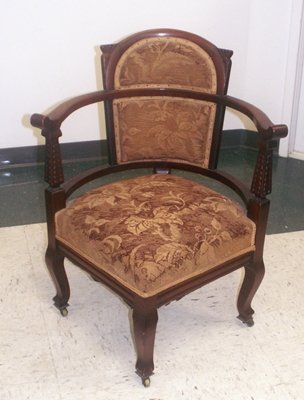 AESTHETIC CARVED FRUITWOOD BOUDOIR CORNER ARMCHAIR: AESTHETIC CARVED FRUITWOOD BOUDOIR CORNER ARMCHAIR