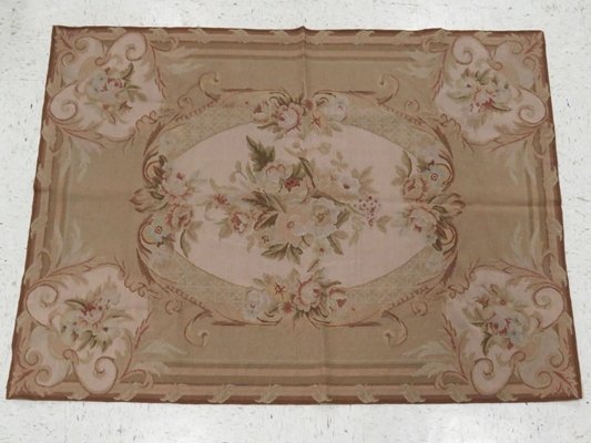AUBUSSON DESIGN NEEDLEPOINT RUG: AUBUSSON DESIGN NEEDLEPOINT RUG. 3'10" X 5'10"