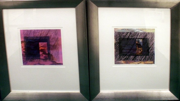 BEVERLY S. HAYDEN (AMERICAN 20TH CENTURY), LOT (2): BEVERLY S. HAYDEN (AMERICAN 20TH CENTURY), LOT (2) MIXED MEDIA INCLUDING "OF YELLOWSTONE", SIGNED #5/100 AND MORNING MIST, SIGNED AND #5/100, FRAMED AND GLAZED-29 X 22 1/2"