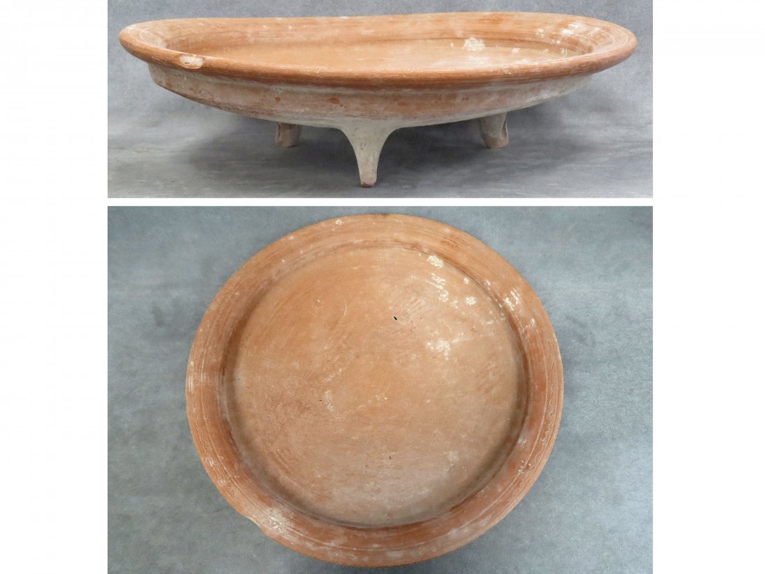 ISLAMIC POTTERY FOOTED BOWL, C.1000 AD: ISLAMIC POTTERY FOOTED BOWL, C.1000 AD. DIAMETER 15 3/4"
