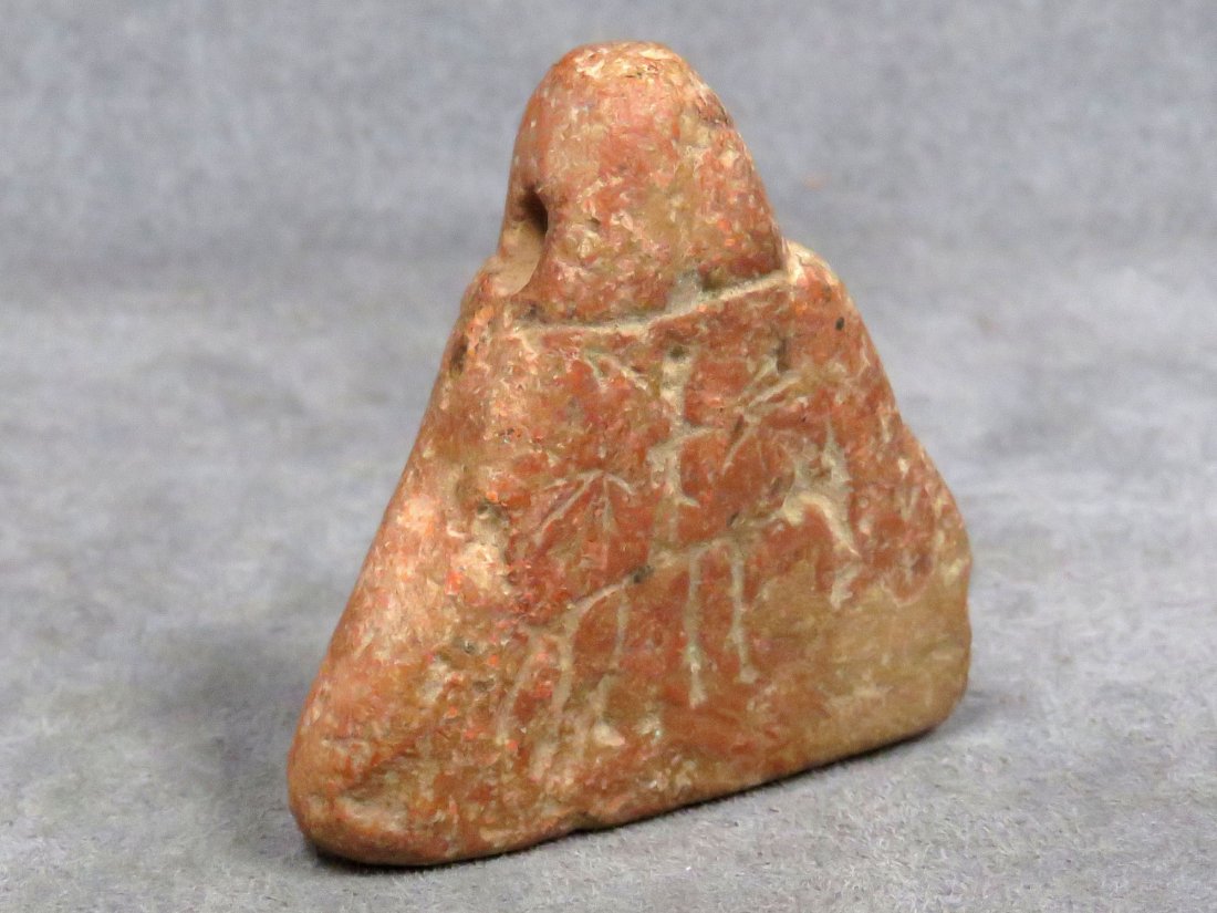 ANCIENT ISLAMIC CARVED STONE PENDANT: ANCIENT ISLAMIC CARVED STONE PENDANT. 2 1/8 X 2 1/4"