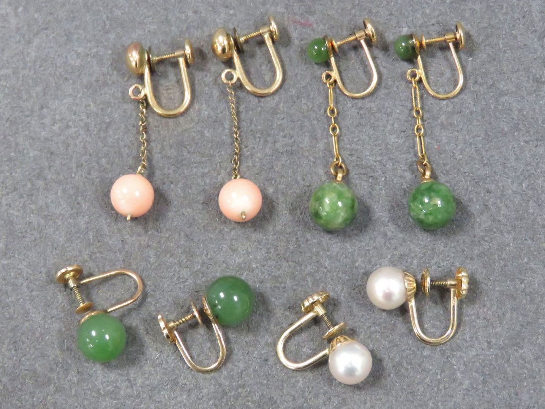 LOT (4) PAIR 14K YELLOW GOLD SCREW BACK EARRINGS (1 of 4)