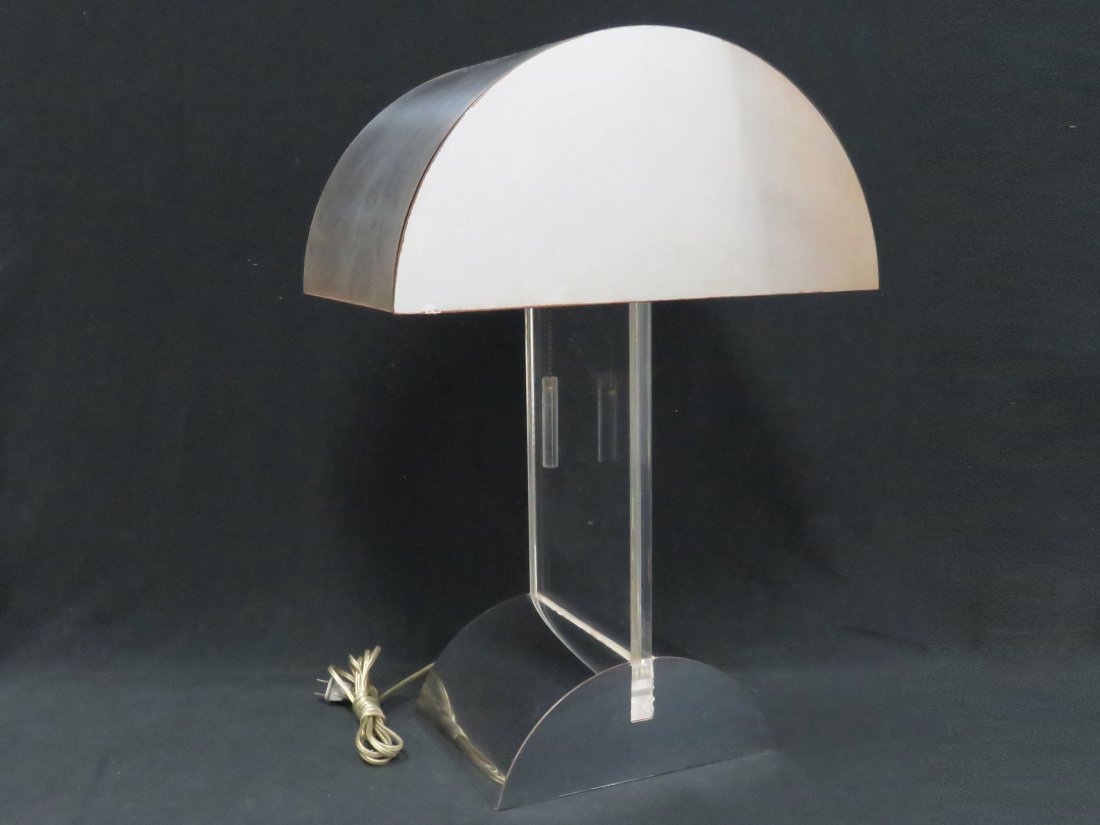 MID-CENTURY MODERN LUCITE AND DEMI-LUNE DESK LAMP (1 of 6)