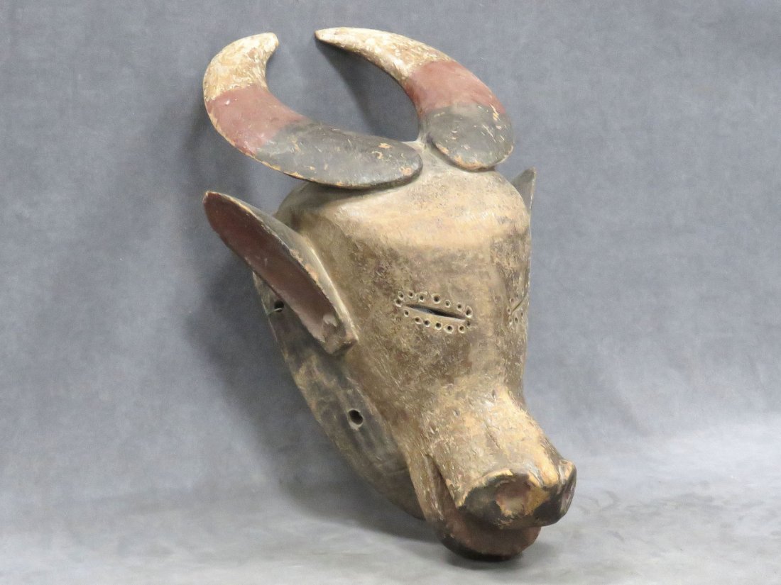 BAULE, IVORY COAST, PAINTED BUFFALO MASK (1 of 5)
