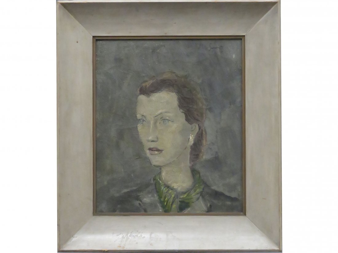 ADOLFO SAPORETTI (ITALY 1914-), OIL ON CANVAS: ADOLFO SAPORETTI (ITALY 1914-), OIL ON CANVAS, UNTITLED PORTRAIT OF A YOUNG WOMAN, SIGNED C.1950'S. 19 X 16"; FRAMED 26 X 23"