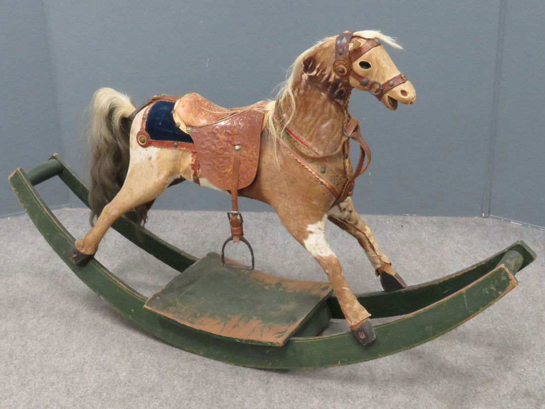 VICTORIAN PONY HIDE COVERED ROCKING HORSE (1 of 7)