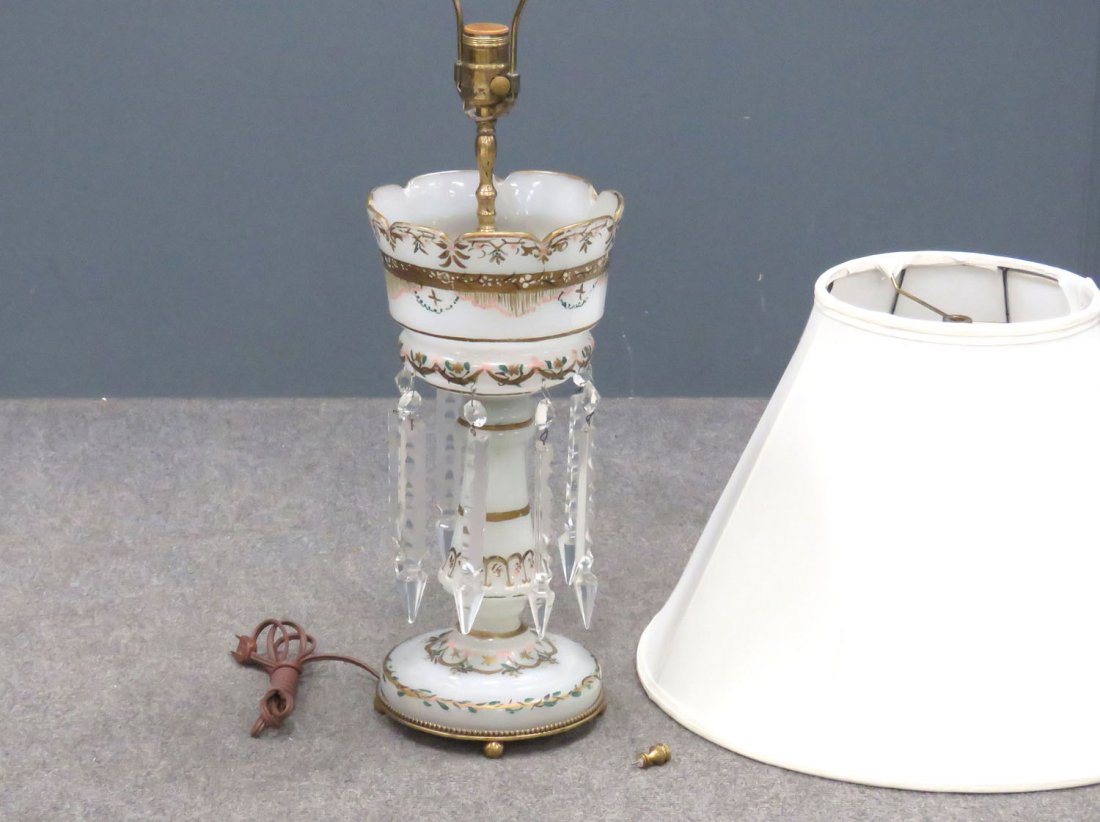 VICTORIAN BRISTOL GLASS LUSTER TABLE LAMP (1 of 6)