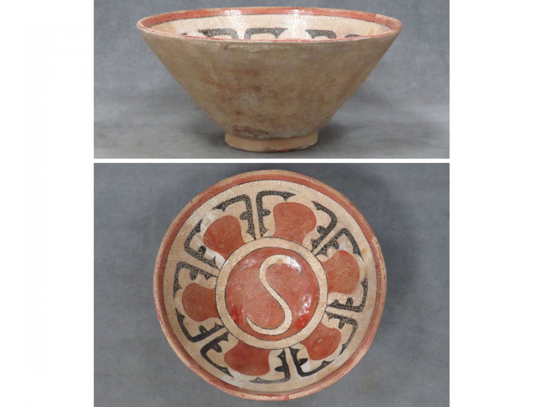 ISLAMIC DECORATED POTTERY BOWL, NISHAPUR SULTANABA (1 of 6)