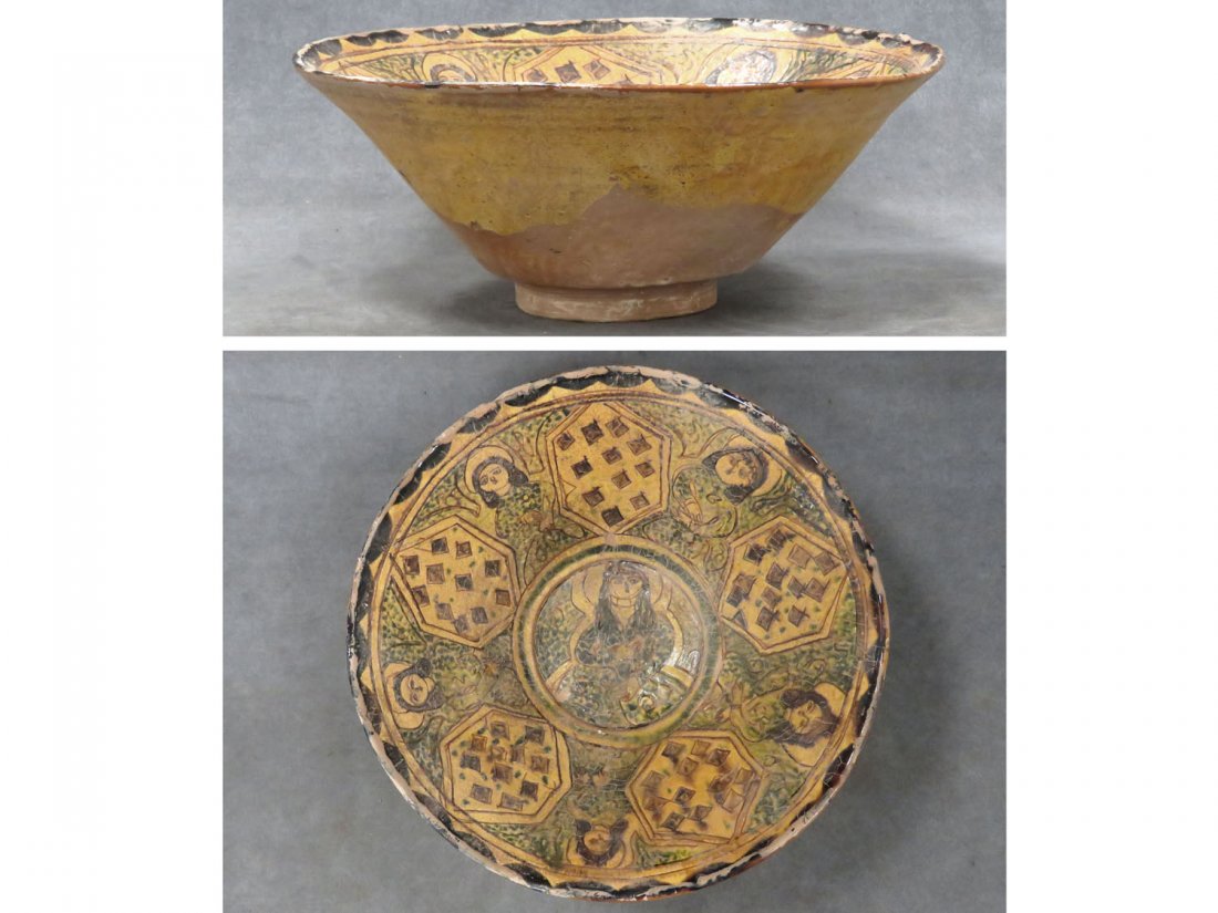 ISLAMIC DECORATED POTTERY BOWL, NISHAPUR SULTANABA (1 of 6)